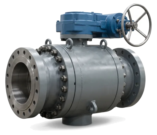Trunnion-mounted ball valve with gear operator
