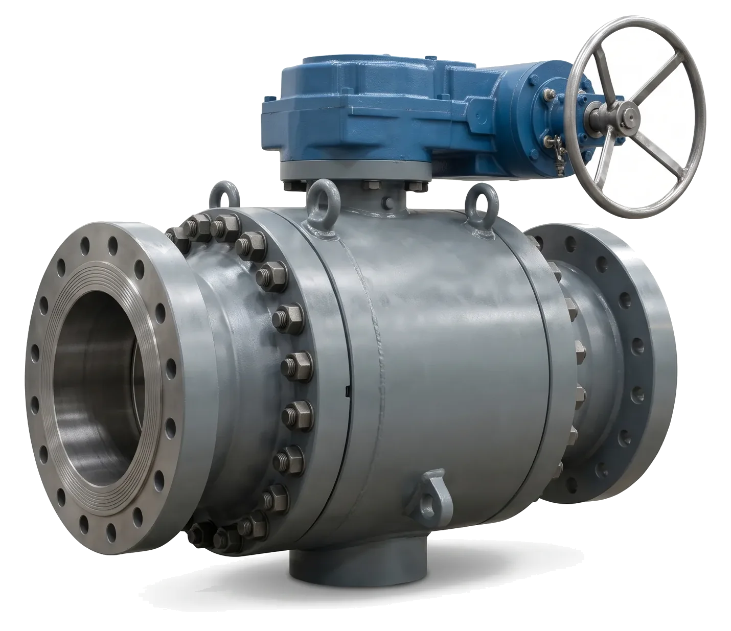 Trunnion-mounted ball valve with gear operator