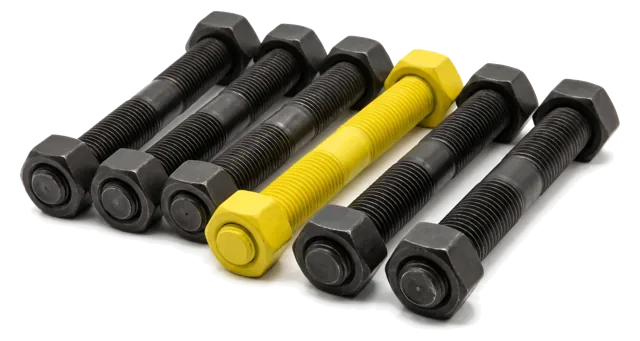 Stud bolts with heavy hex nuts